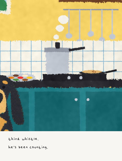Close-up detail from the dachshund poster with a handwritten note underneath
