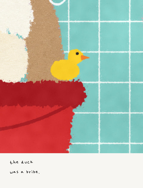 Close-up detail from the shih tzu poster with a handwritten note underneath