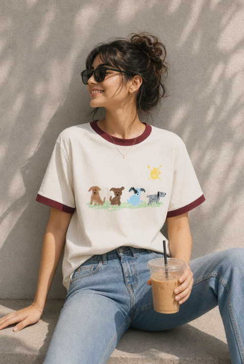 Four Doggos Ringer Tee