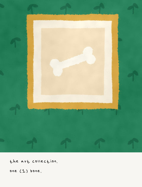Close-up detail from the pug poster with a handwritten note underneath