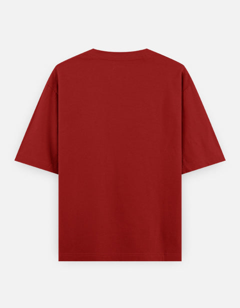 Indie Dogs oversized tee in red, plain back view