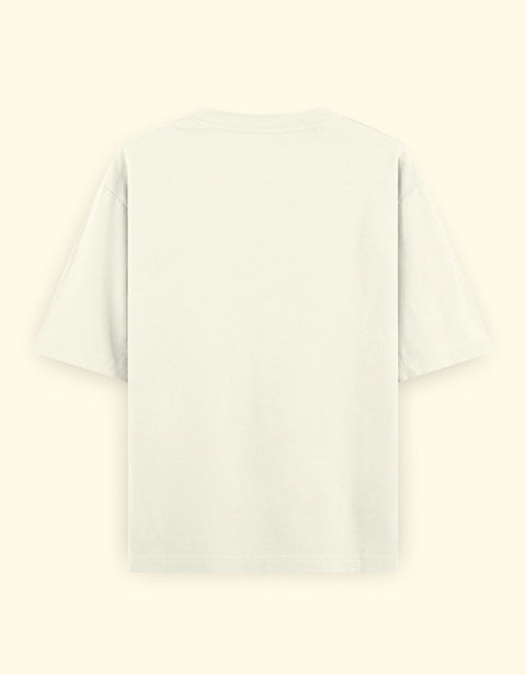 Indie Dogs oversized tee in off white, plain back view