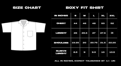Hoomans size guide – boxy shirt