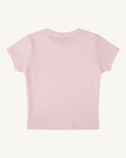 Bubble Trouble pink baby tee – back view – Hoomans India