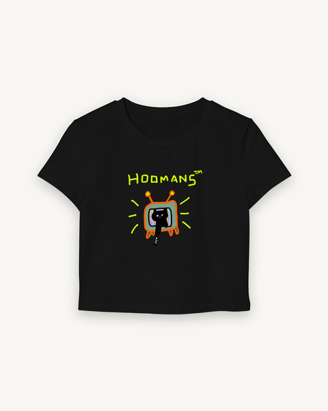 Cat TV Baby Tee — flat product shot on off-white background
