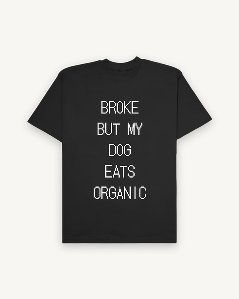 Dog Eats Organic Black — flat product shot on off-white background