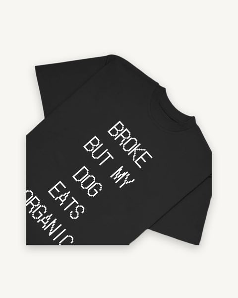 Dog Eats Organic Black — flat product shot on off-white background