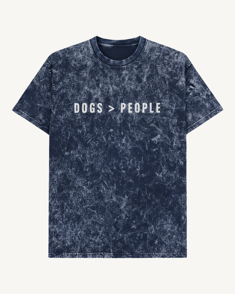 Dogs Greater Than People acid wash tee – navy blue colorway – Hoomans India