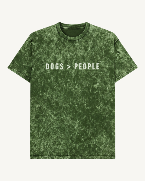 Dogs Greater Than People acid wash tee – green colorway – Hoomans India