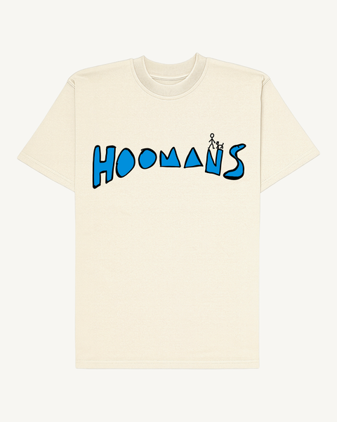 Easily Distracted By Dogs off-white tee – back view with blue Hoomans lettering – Hoomans India