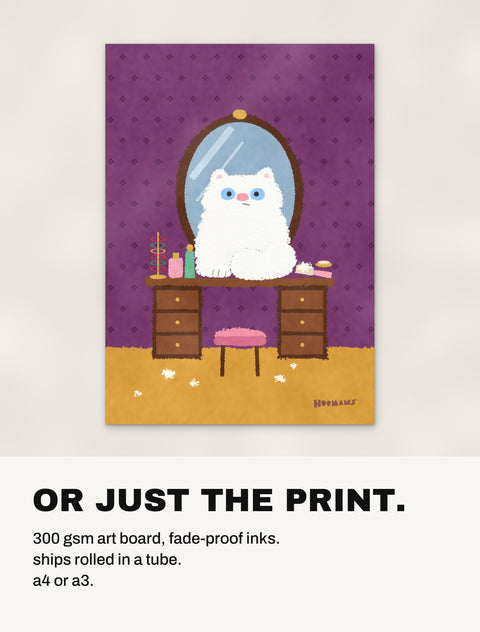 The Persian at the Mirror print without a frame: 300 gsm art board, shipped rolled in a tube