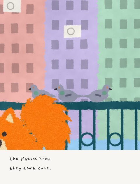Close-up detail from the pomeranian poster with a handwritten note underneath