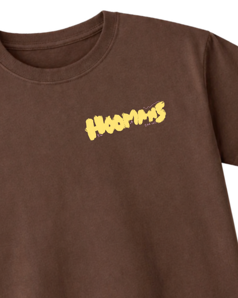 Less People More Dogs brown boxy tee – front slanted – Hoomans India