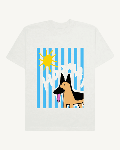 German in the Sun white oversized tee – front flat lay – Hoomans India