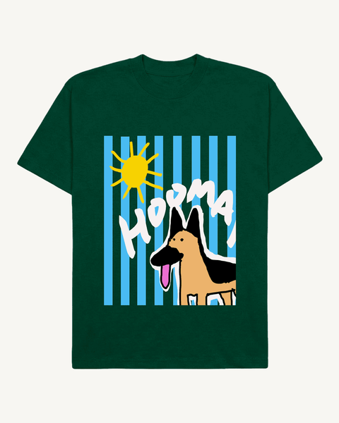 German in the Sun bottle green tee – German Shepherd graphic front – Hoomans India