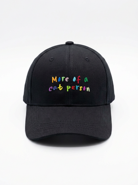 More of a Cat Person cap – black – cat lover cap – Hoomans India