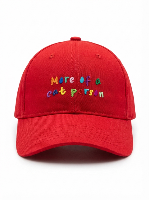More of a Cat Person cap – red – cat lover cap – Hoomans India