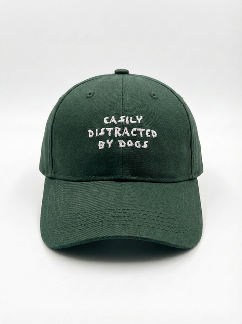 Easily Distracted by Dogs cap lifestyle shot – Hoomans India