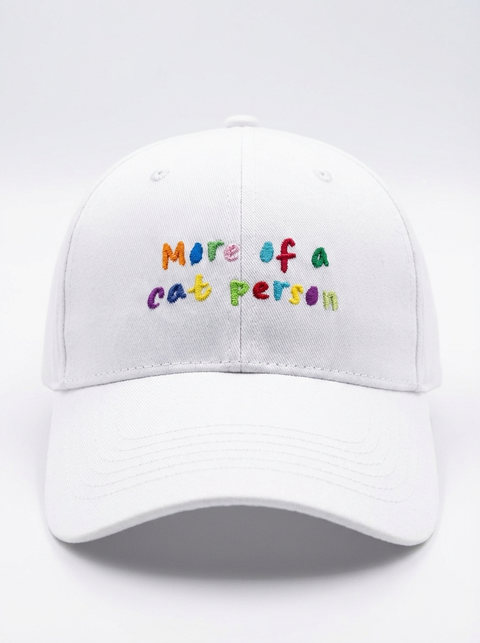 More of a Cat Person cap – white – cat lover cap – Hoomans India