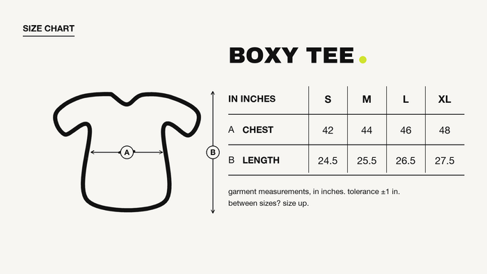 Less People More Dogs Brown Oversized Boxy Tee size chart, in inches