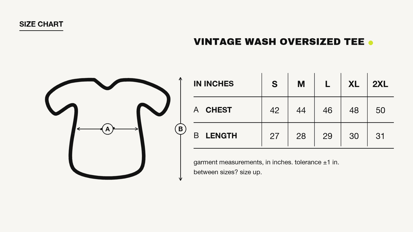 Guard Dog Vintage Wash Tee size chart