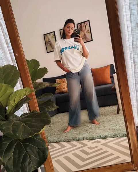 Megha Gupta in the Hoomans logo tee