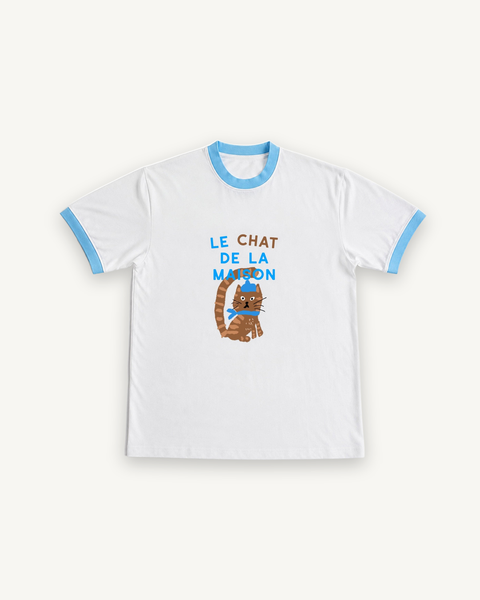 Le Chat De La Maison Ringer Tee — flat product shot on off-white background