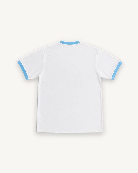 Le Chat De La Maison Ringer Tee — flat product shot on off-white background