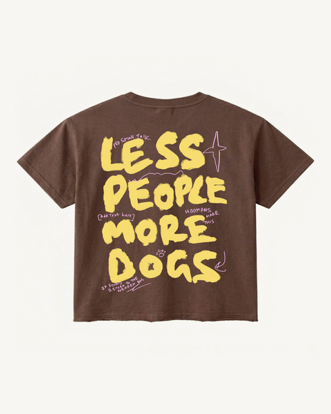 Less People More Dogs Brown Oversized Boxy Tee
