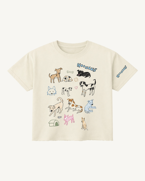 Lotta Dogs Offwhite Boxy Tee