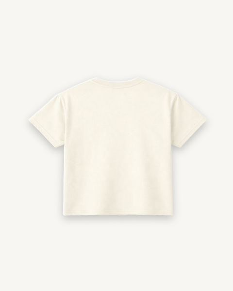 Lotta Dogs Offwhite Boxy Tee — flat product shot on off-white background