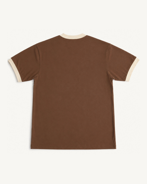 Meet Me At The Dog Park brown ringer tee – back view – Hoomans India