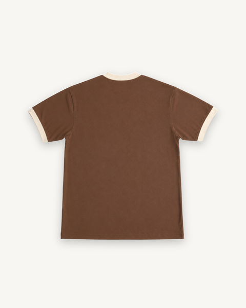 Meet Me At The Dog Park Ringer Tee — flat product shot on off-white background