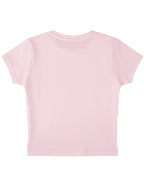 Bubble Trouble Pink Baby Tee – back design – Hoomans India