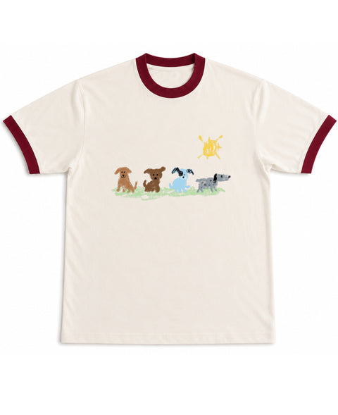 Off White & Maroon Ringer tee Front Design