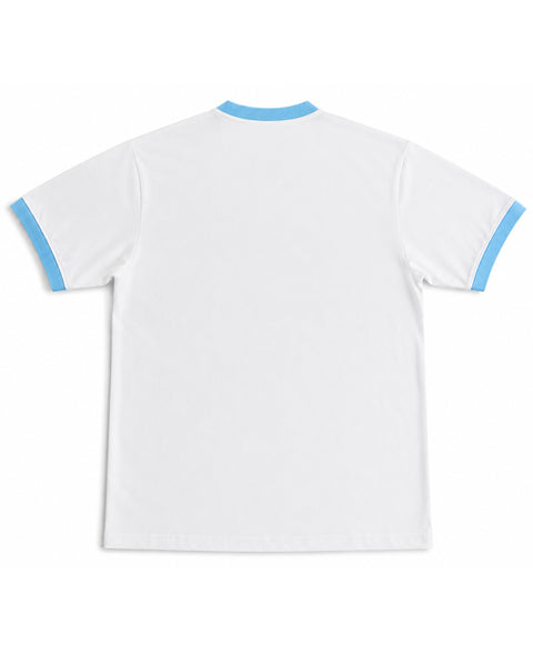 White & Sky Blue Ringer tee Back Design