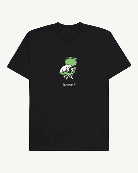 Monday Sleeping Club black tee – small doodle chest print – Hoomans India