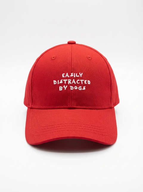 Easily Distracted by Dogs cap – red – Hoomans India