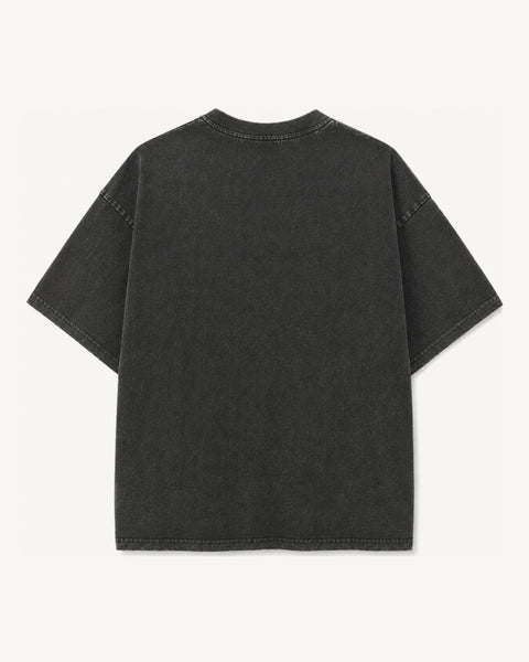 Black vintage wash oversized tee, plain back, flat lay
