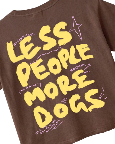 Less People More Dogs Brown Oversized Boxy Tee