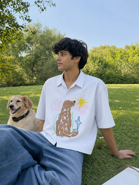 Dog in the Sun Striped Shirt